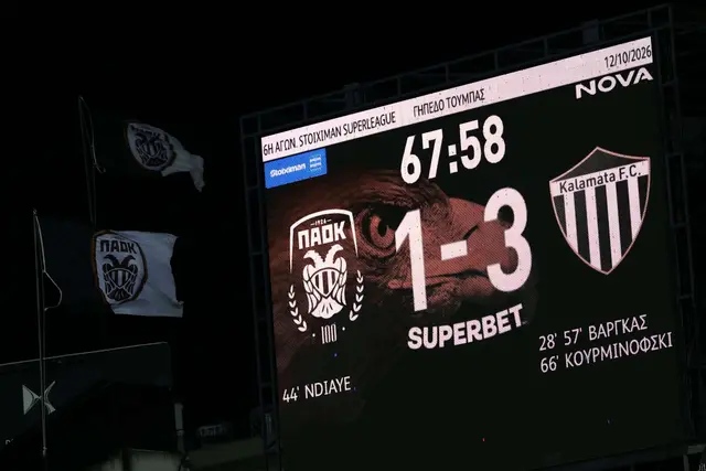 Παοκ – καλαματα 1-3: βαρια ηττα για τον δικεφαλο στην τουμπα